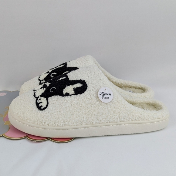 Boston Terrier Slippers Sherpa Upper & Lining Slip On Ivory Black XL (9/10) NWT - Picture 7 of 13